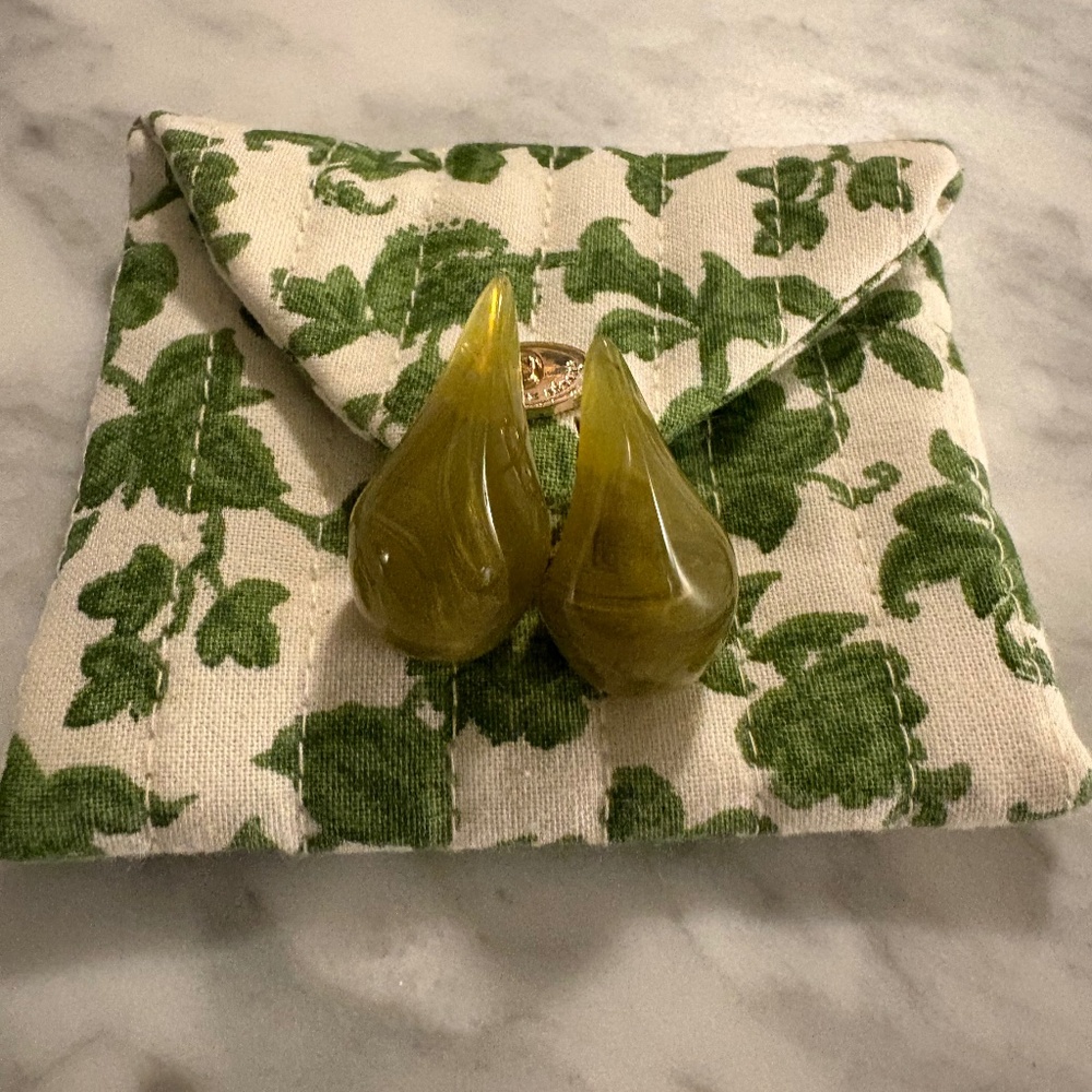 Brand New! Sezane Justina Earrings Olive Green - Size TU